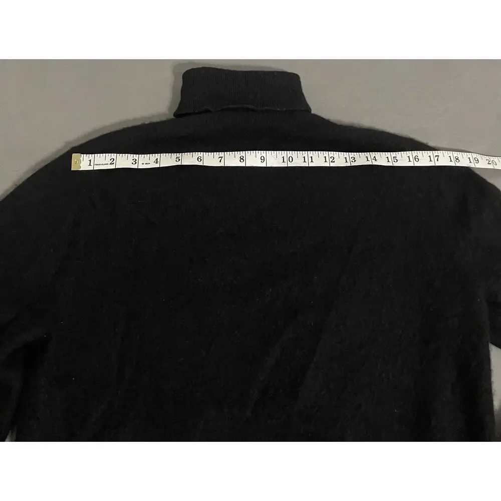 Bloomingdales Mens L Black 100% Cashmere Turtleneck Sweater Mock Neck